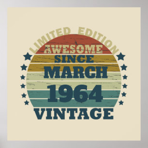 Affiche Cadeau personnalisé vintage 60e anniversaire