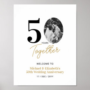 Affiche Cadeau Photo 50e Anniversaire de Mariage Or Noir 