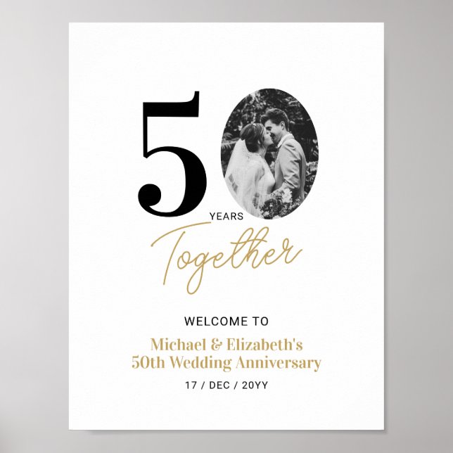 Affiche Cadeau Photo 50e Anniversaire de Mariage Or Noir  (Devant)