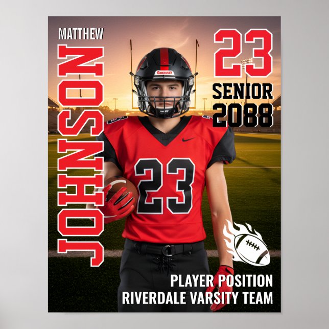 Affiche Cadeau photo de joueur MVP senior d'équipe de foot (Devant)