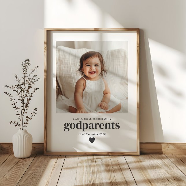 Affiche Cadeau photo de parrain/marraine (Godparents Photo Keepsake Poster)