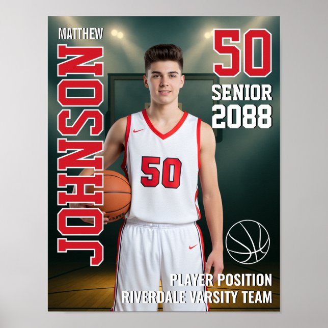 Affiche Cadeau Photo Joueur Équipe de Basketball Senior Sp (Devant)