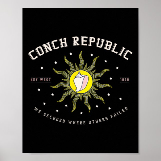 Affiche Cadeau plongée pêche République conque Key West Fl (Devant)