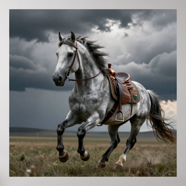 Affiche Cadeau pour amateur de chevaux de style occidental (Devant)