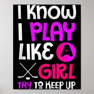 Affiche Cadeau pour amateur de hockey Joue comme une fille