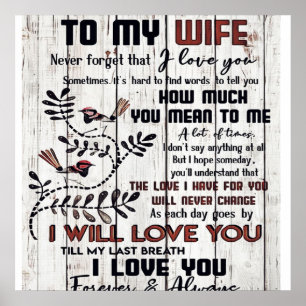 Affiche Cadeau Pour Femme   À ma femme belle lettre