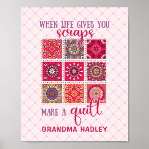 Affiche Cadeau pour grand-mère courtepointe patchwork