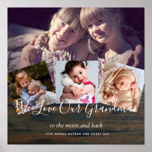 Affiche Cadeau pour grand-mère grand-père photo collage gr