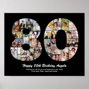 Affiche Cadeau pour le 80e anniversaire Collage photo numé