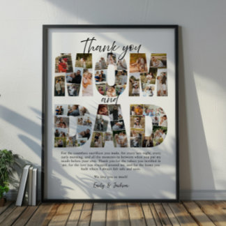 Affiche Cadeau pour maman et papa Collage de photos de fam