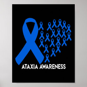 Affiche Cadeau Ruban Bleu Sensibilisation à l'Ataxie