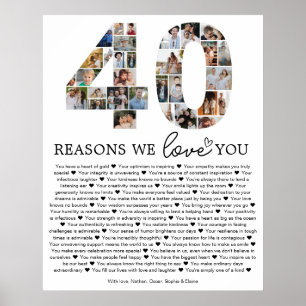 Affiche Cadeau souvenir collage photo 40 raisons pour lesq