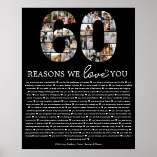 Affiche Cadeau souvenir collage photo 60 raisons pour lesq