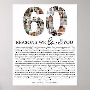 Affiche Cadeau souvenir collage photo 60 raisons pour lesq