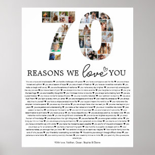 Affiche Cadeau souvenir collage photo 70 raisons pour lesq