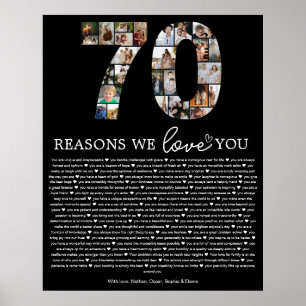 Affiche Cadeau souvenir collage photo 70 raisons pour lesq