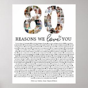 Affiche Cadeau souvenir collage photo 80 raisons pour lesq