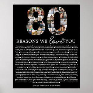 Affiche Cadeau souvenir collage photo 80 raisons pour lesq