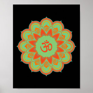 Affiche Cadeau spirituel de yoga mandala symbole Om Ohm Au