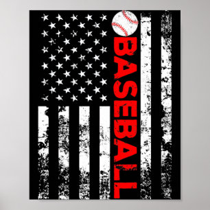 Affiche Cadeau T Shirt Équipe de Baseball Drapeau Américai