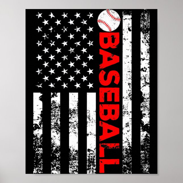 Affiche Cadeau T Shirt Équipe de Baseball Drapeau Américai (Devant)