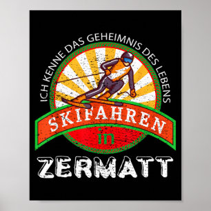Affiche Cadeau vintage de ski pour skieurs de Zermatt