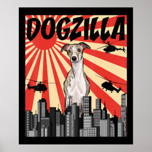 Affiche Cadeau Whippet drôle japonaise dogzilla whippet