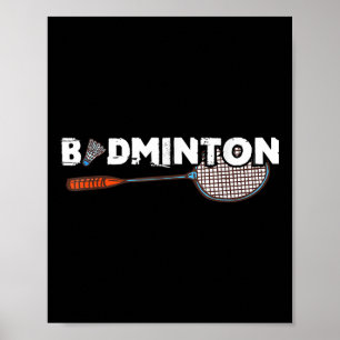 Affiche Cadeaux Badminton Avec Jolie Raquette Badminton &a
