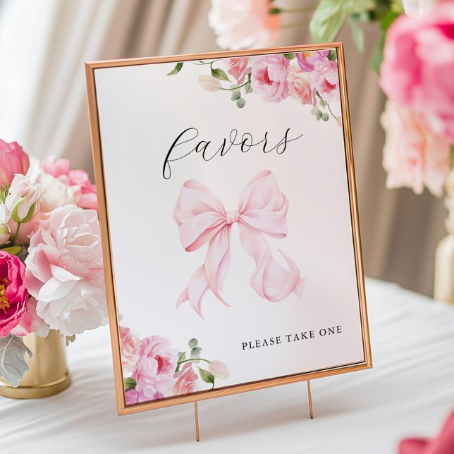 Affiche Cadeaux bébé en fleurs avec un nœud rose (Créateur téléchargé)