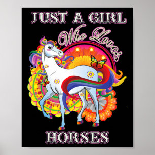 Affiche Cadeaux Cheval Pour Femmes Juste Une Fille Qui Aim