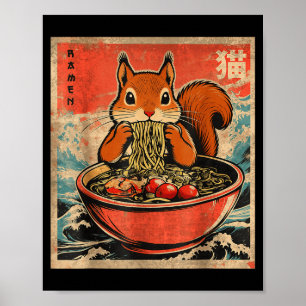 Affiche Cadeaux d'anime de ramen mangeant un écureuil Kawa