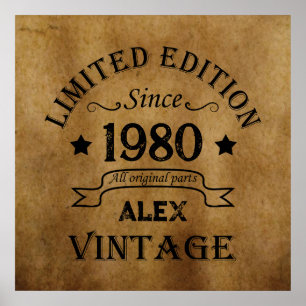 Affiche Cadeaux d'anniversaire vintage personnalisés