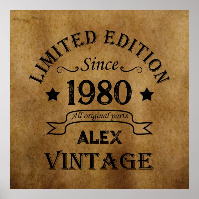 Affiche Cadeaux d'anniversaire vintage personnalisés (Devant)