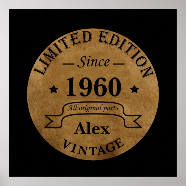 Affiche Cadeaux d'anniversaire vintages personnalisés (Devant)