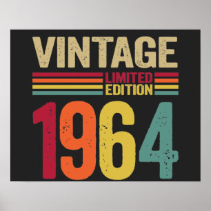 Affiche Cadeaux de 58 ans Vintage 1964 58e cadeau d'annive