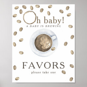 Affiche Cadeaux de baby shower à la préparation du café