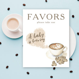 Affiche Cadeaux de baby shower à la préparation du café