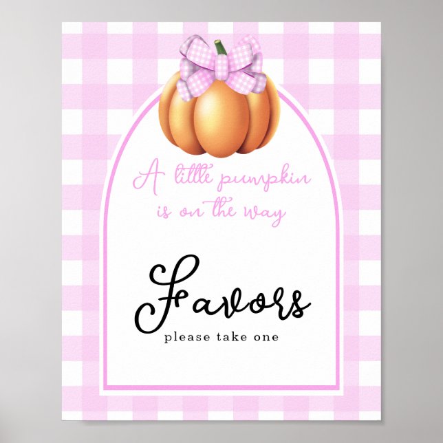 Affiche Cadeaux de baby shower arc en forme de citrouille (Devant)