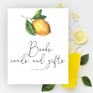 Affiche Cadeaux de baby shower Citron livres et cartes
