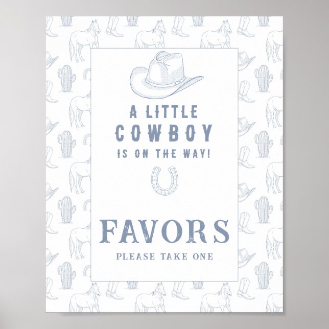 Affiche Cadeaux de baby shower cow-boy (Devant)