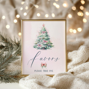 Affiche Cadeaux de baby shower d'hiver rose prenez-en un