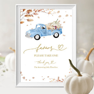 Affiche Cadeaux de Baby Shower Garçon Thème Citrouille Aut