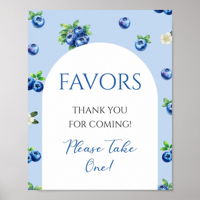 Affiche Cadeaux de Baby Shower Myrtille (Devant)