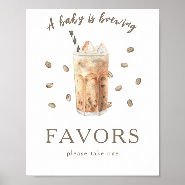 Affiche Cadeaux de baby shower pour la préparation du café (Devant)