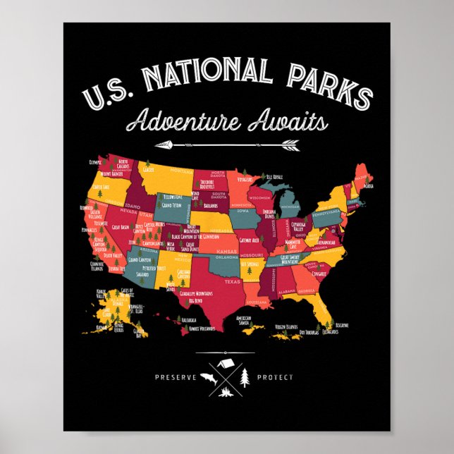 Affiche Cadeaux de carte des 62 parcs nationaux Nous parcs (Devant)