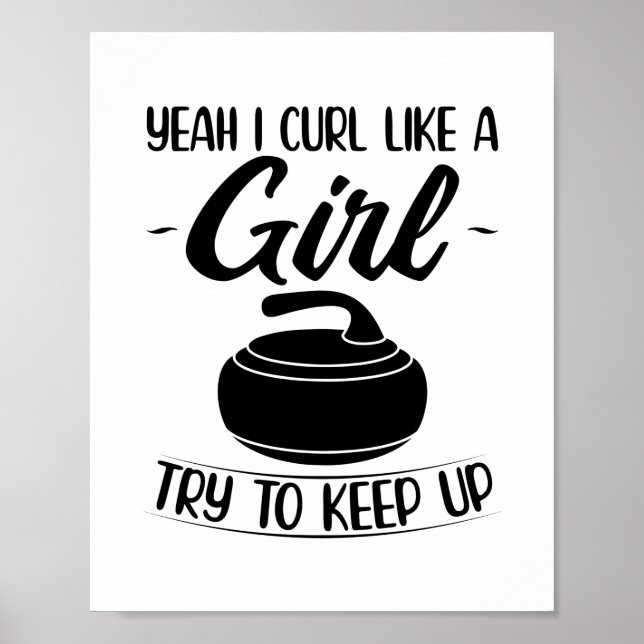 Affiche Cadeaux de curling pour filles | Coach de l'équipe (Devant)