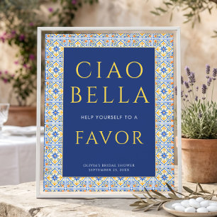 Affiche Cadeaux de douche de mariée italienne Ciao Bella B