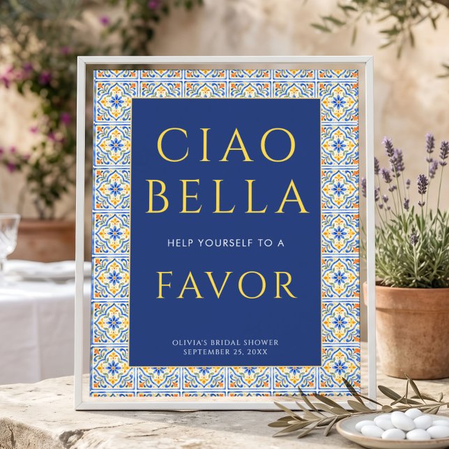 Affiche Cadeaux de douche de mariée italienne Ciao Bella B (Créateur téléchargé)