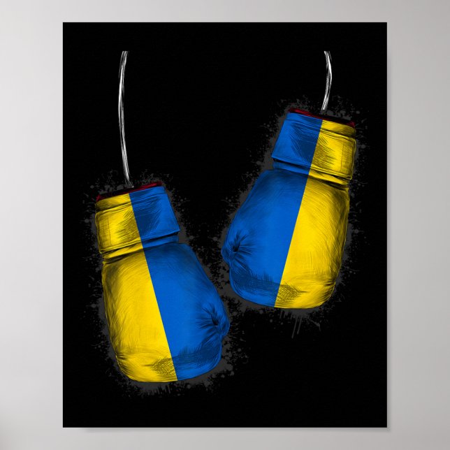 Affiche Cadeaux de fans de boxeurs ukrainiens Drapeau Gant (Devant)