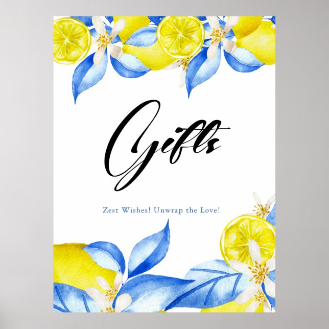 Affiche Cadeaux de Fête de Mariage Floraux de Citron Itali (Devant)